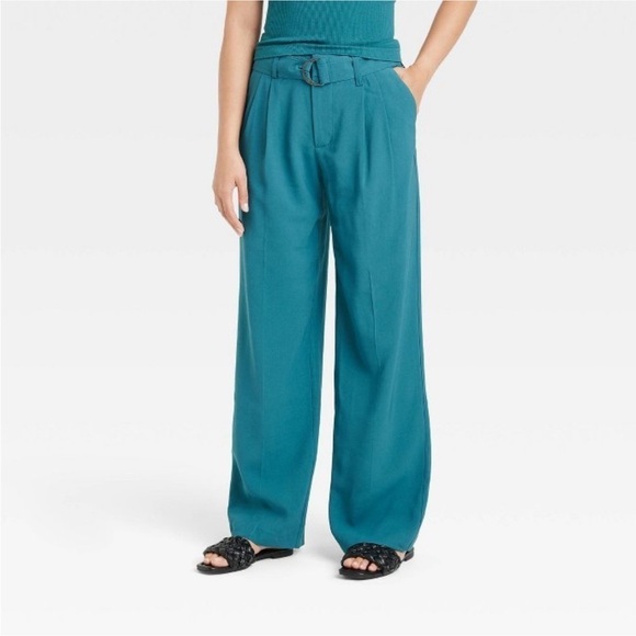 Women's High-Rise Relaxed Fit Straight Belted Trousers a new day nwt - Picture 5 of 6